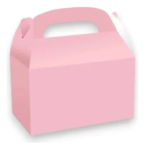 Caja packcage unicolor rosa pastel para regalo y cotillón de fiesta con asa