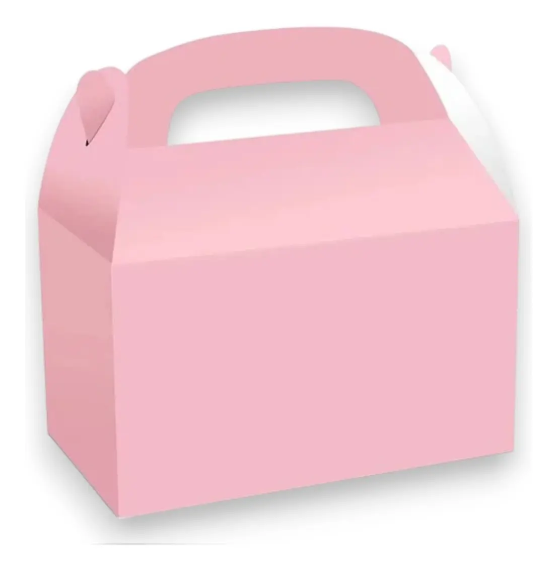 Caja packcage unicolor rosa pastel para regalo y cotillón de fiesta con asa