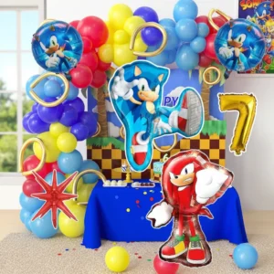 Combo Globo Decoración Sonic Figura Knuckle Game Video Juego