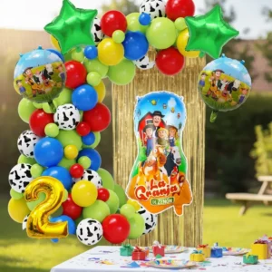 Combo Globo Granja Zenón Numero Metalizado Látex Fiesta Vaca