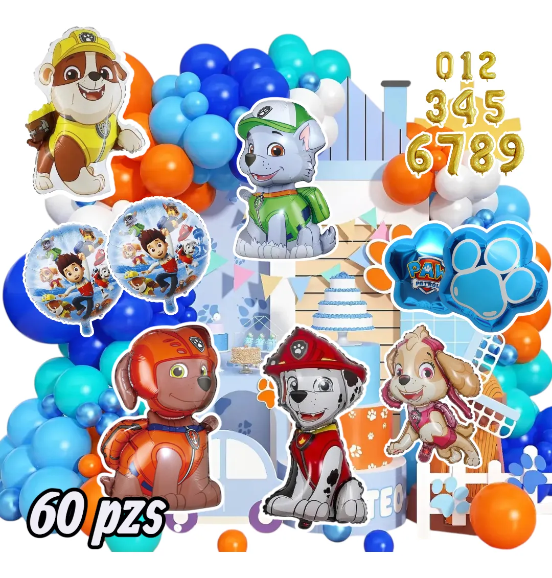 Combo Globos Fiesta Paw Patrol Patrulla Canina Fiesta - Imagen 9
