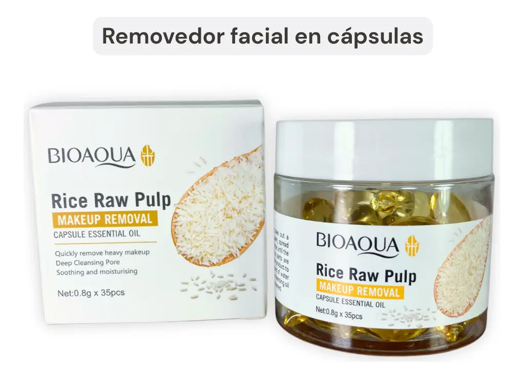 Desmaquillante cápsulas pulpa de arroz BioAqua con caja original