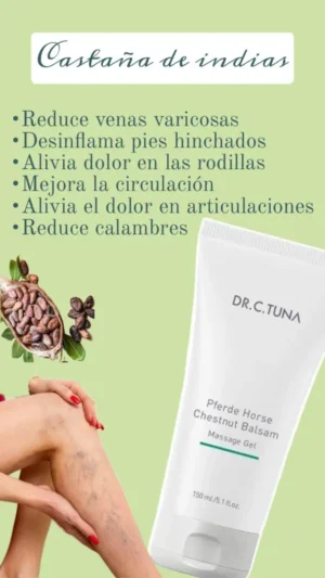 Gel Bálsamo Farmasi Castaña De Indias Dr.c.tuna Tubo 150 Ml5 Gel bálsamo castaño de Indias para venas varicosas y calambres