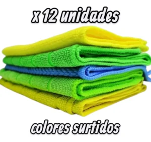 Pila de paños de microfibra colores surtidos, paquete de 12 unidades