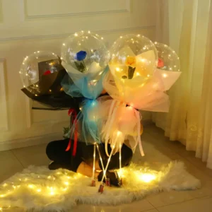 Rosas Flor Arreglo Artificial Amor Regalo Globo Led Luces