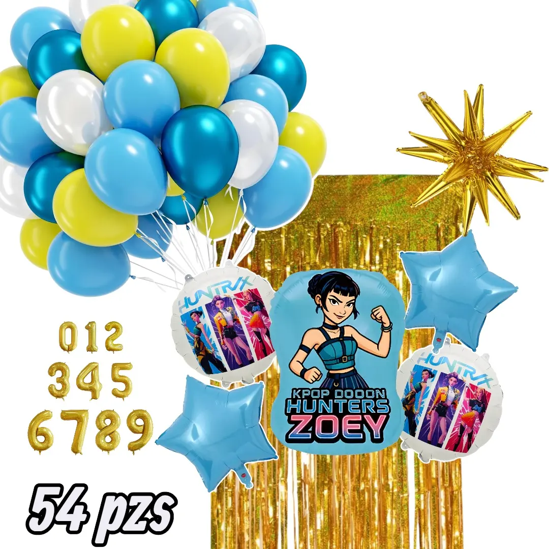 Set Globos Zoey guerreras Kpop Hunter K-pop Fiesta 54pzs