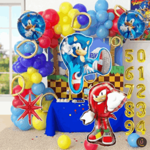 Combo Globo Decoración Sonic Figura Knuckle Game Video Juego