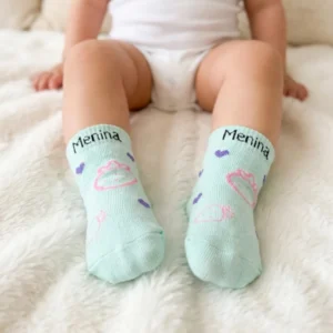 Medias tobilleras para bebé niña diseño Menina color menta con corona