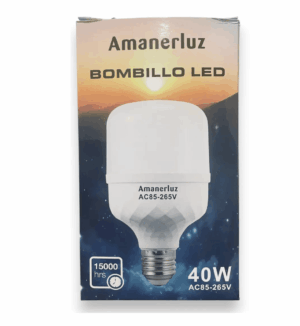 Caja frontal bombillo LED Amanerluz 40W tipo domo rosca E27 110v
