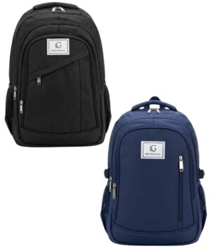 Mochila casual juvenil unisex Grondahl en color negro, vista frontal y azul