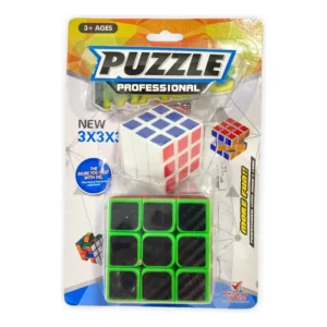 Set de dos cubos Rubik 3x3x3 en empaque Puzzle Professional, uno de colores y otro verde con negro