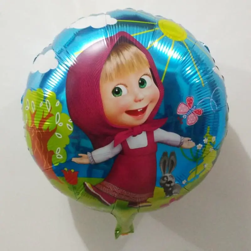 Globo redondo metalizado de Masha con fondo azul y mariposa para decoración
