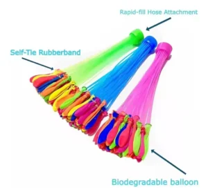Racimos de globos de agua de colores con adaptador para manguera y autoamarre