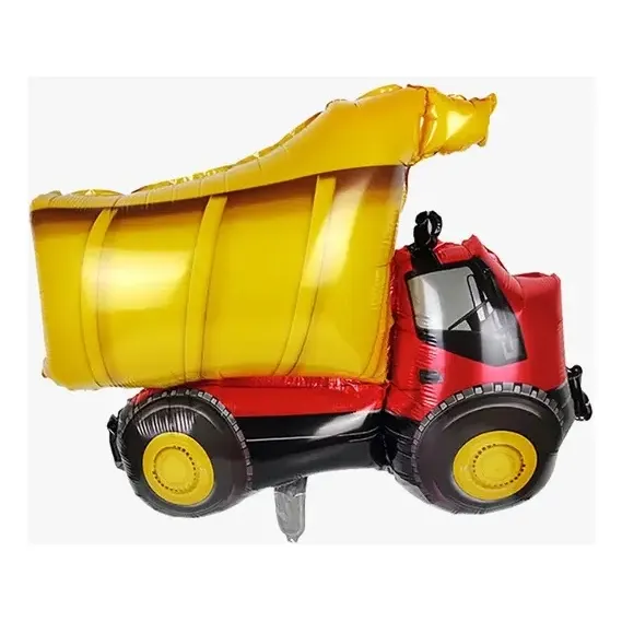 Globo figura camión de volteo amarillo y rojo, 32 pulgadas
