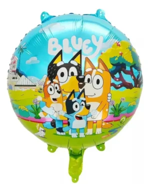 GLOBO REDONDO BLUEY Globo redondo metalizado de Bluey con la familia estampada