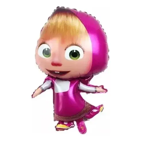 Globo metalizado figura completa de Masha en color rosa para fiesta temática