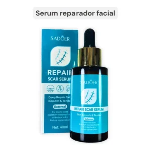 Caja y frasco del serum reparador facial Sadoer Repair Scar Serum de 40ml