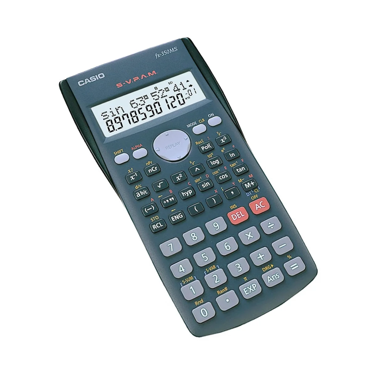 Calculadora científica Casio color negro con pantalla de dos líneas y teclado numérico 2